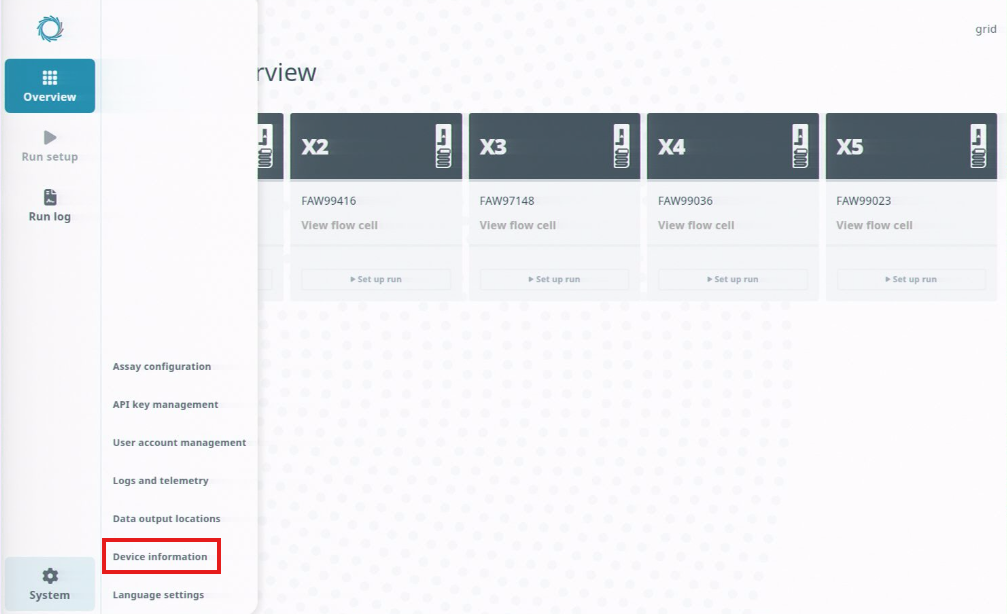 Position check - click Device information