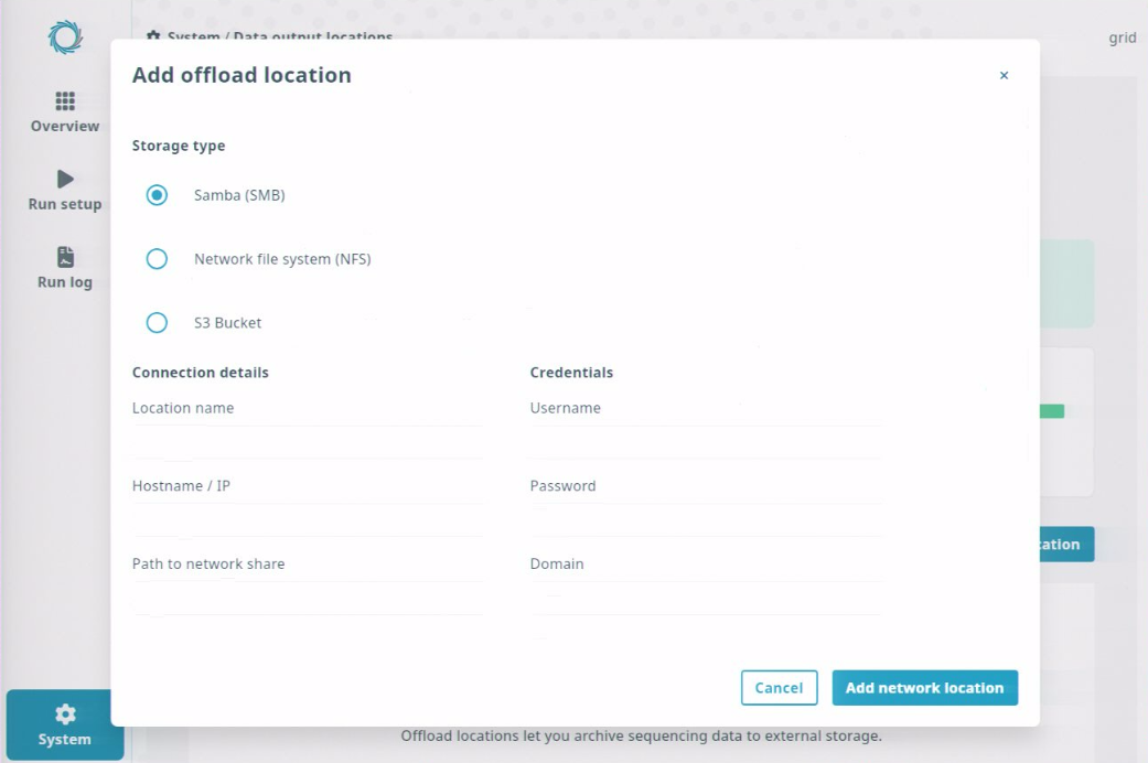 add offload location screen