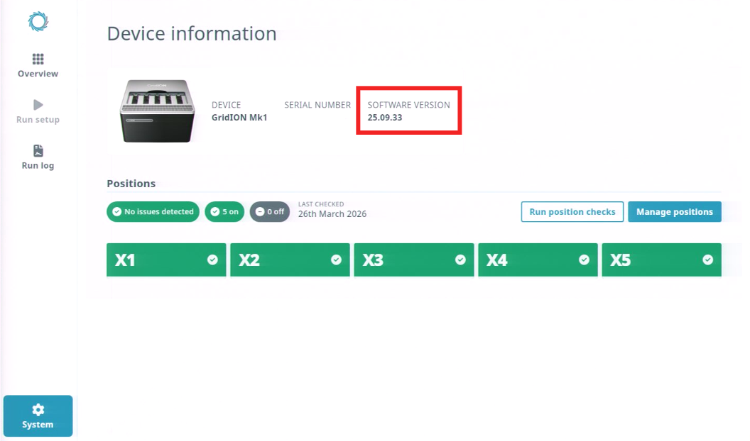 Device information page-software-version