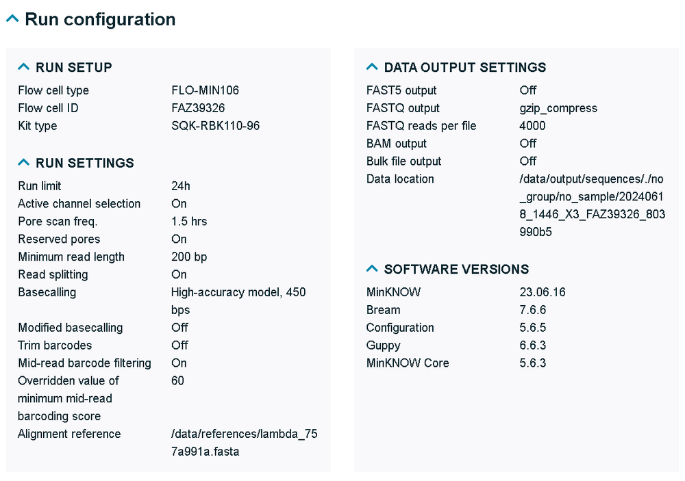 Run configuration