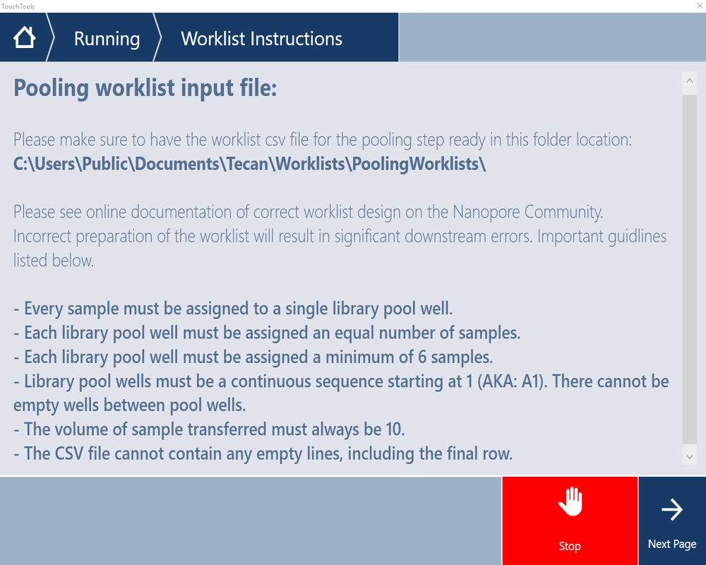 07 Tecan NBD114 pooling worklist instructions