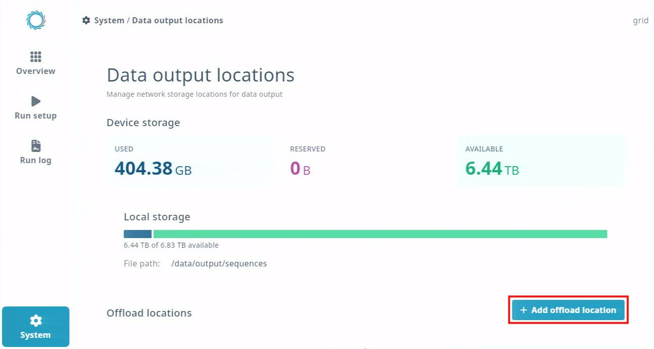 System-data output locations page-add offload location