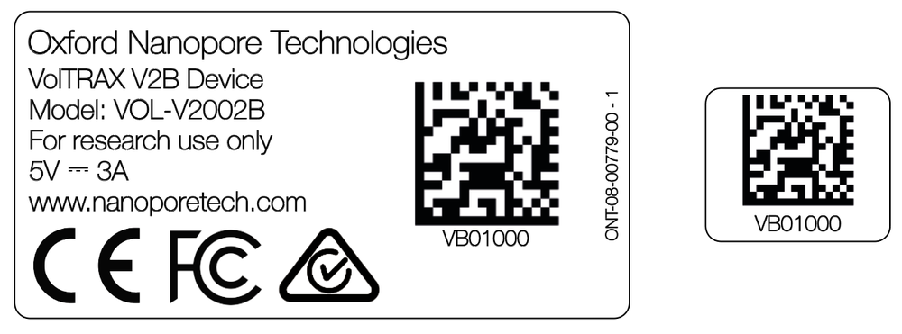VolTRAX V2b device label