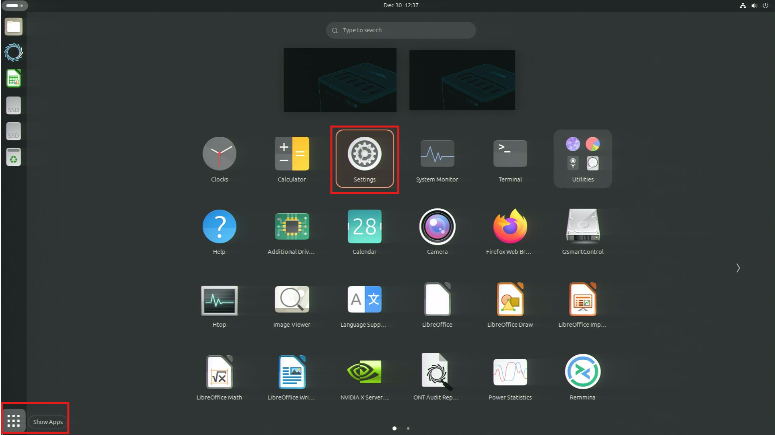 change password-Show Apps-open Settings