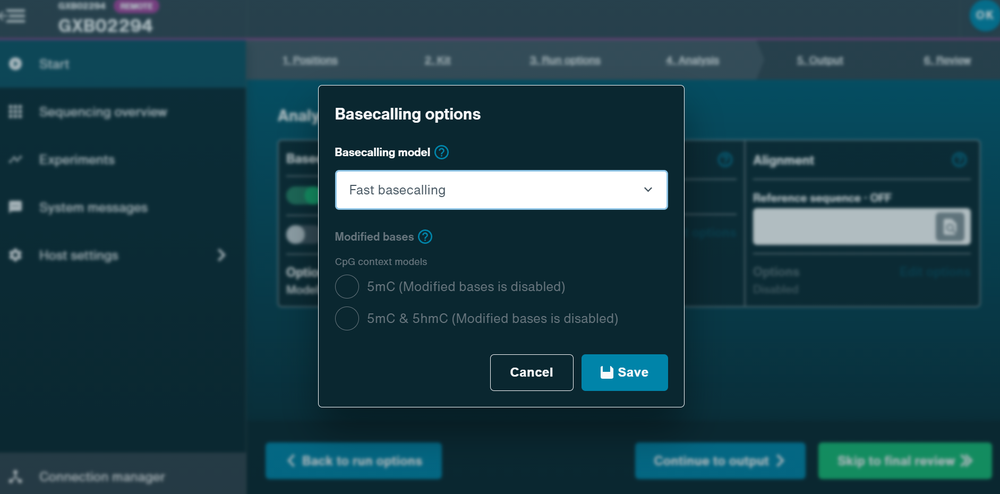 MinKNOW Fast basecalling