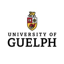 University of Guelph logo featuring a shield with a gryphon, book, and cogwheel, above the text "University of Guelph" in bold letters.