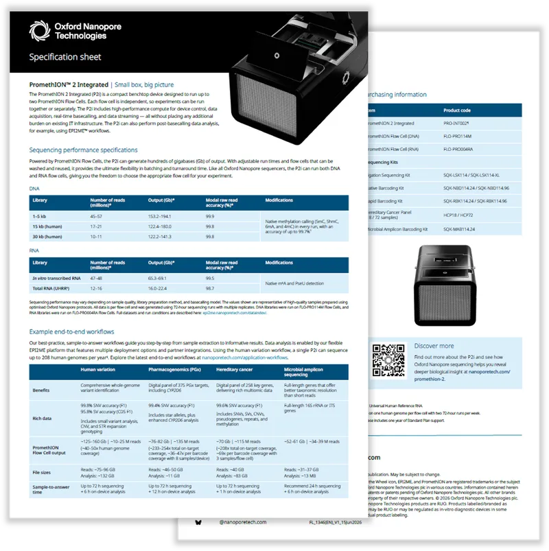PromethION 2 Specification sheet cover image