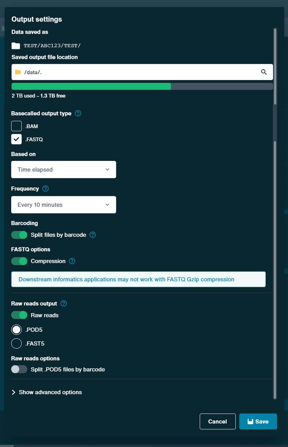 Device output settings Device output settings