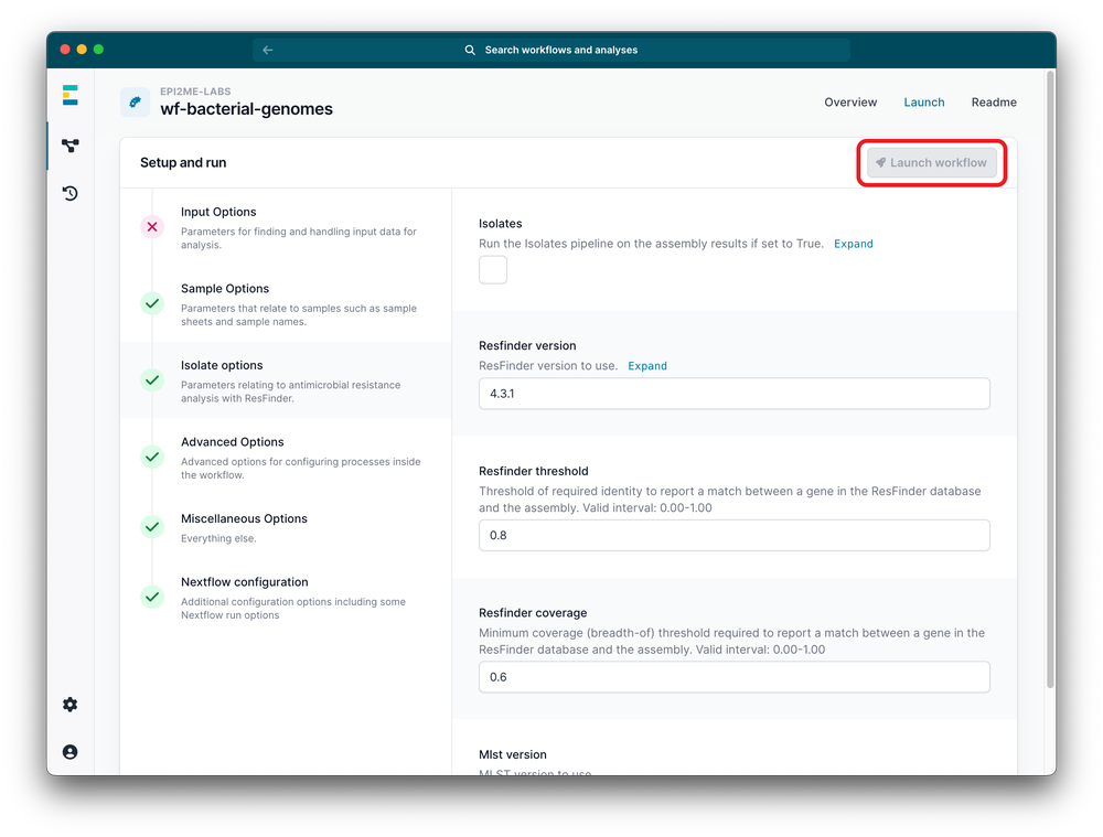 Launch workflow