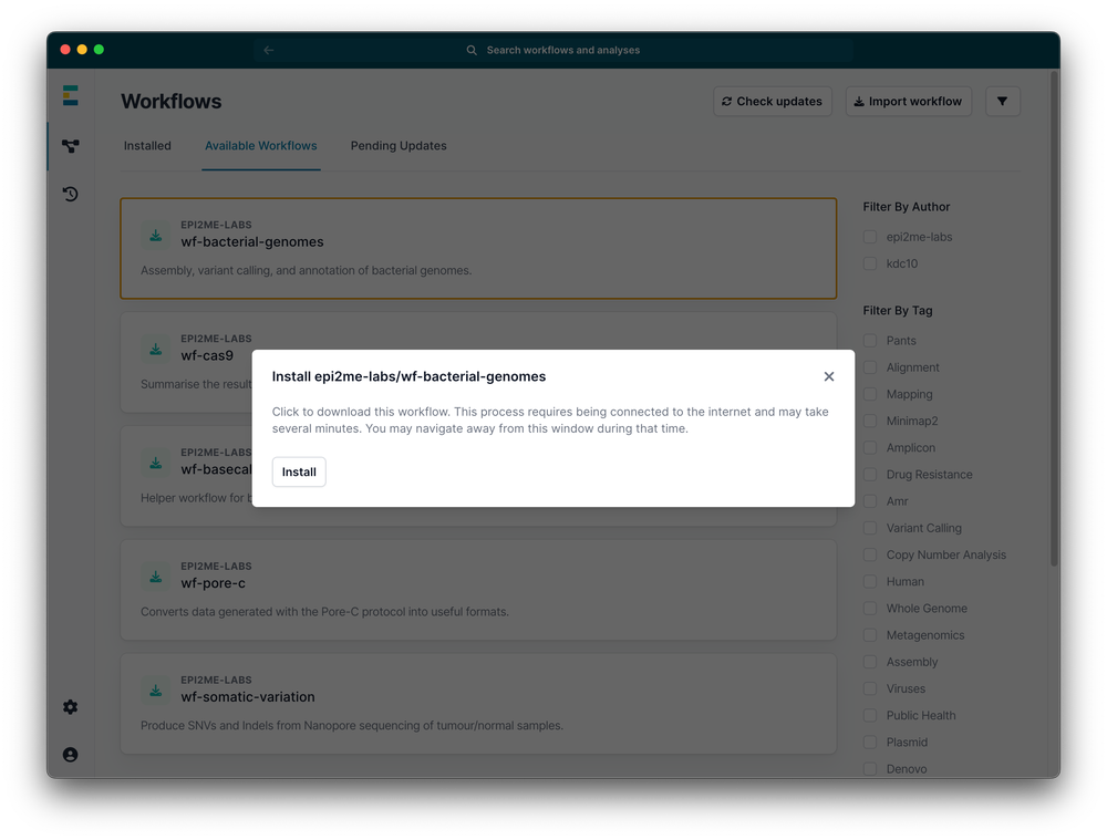 Install workflow