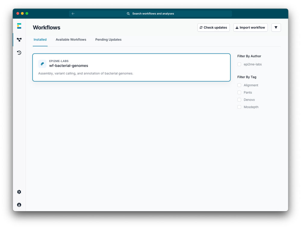 Click on installed workflow