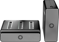 Front, elevated view of a PromethION 24 sequencing device with compute tower