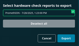 Exporting hardware check report Exporting hardware check report