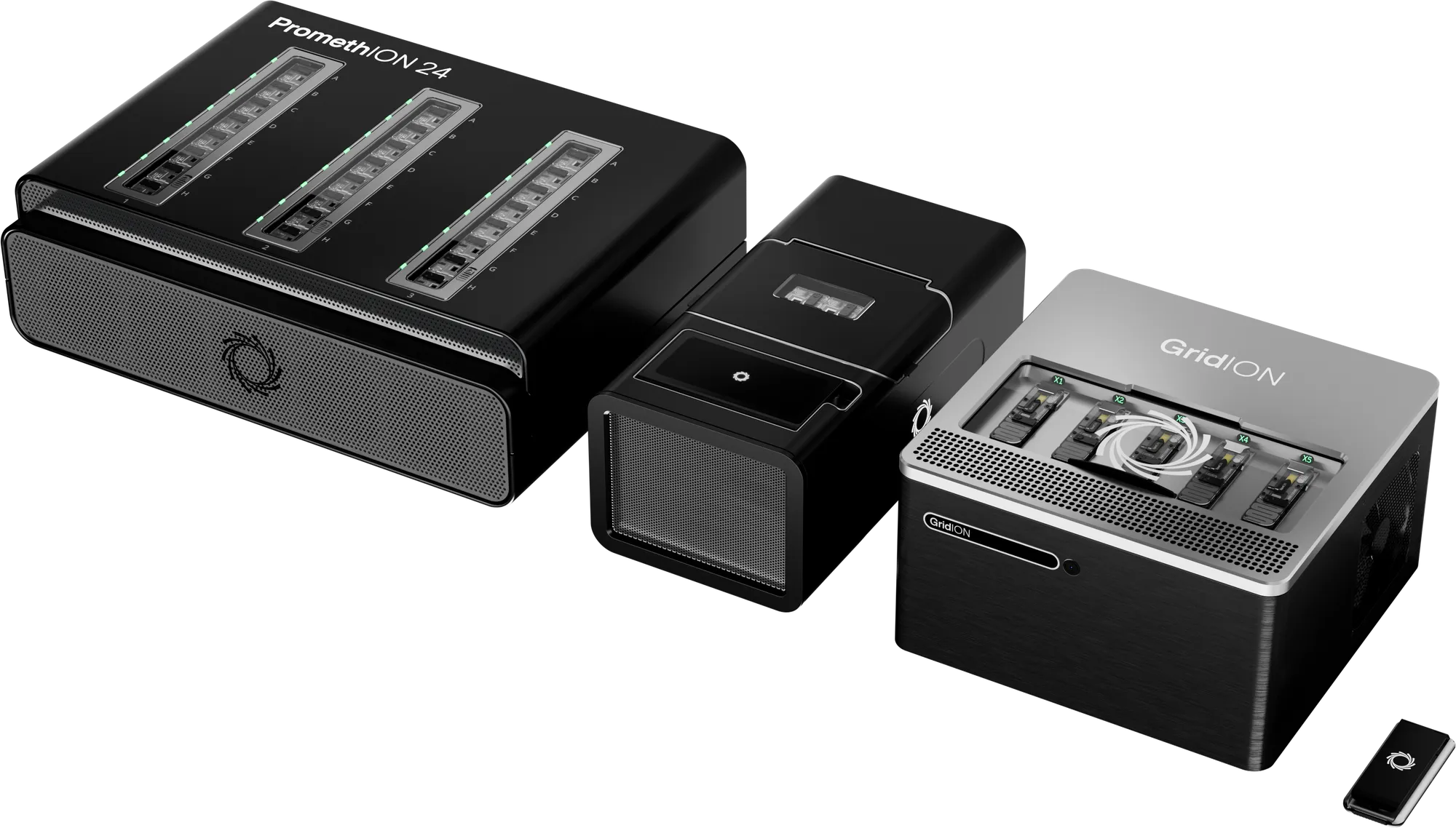 All Oxford Nanopore sequencing devices elevated view from left