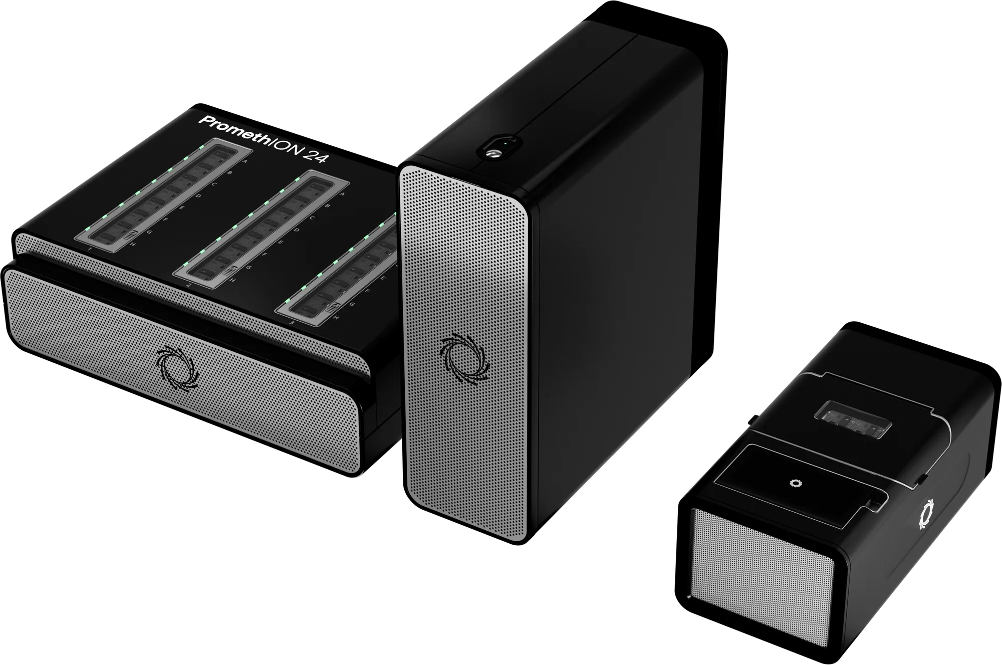 PromethION 24 and P2i sequencing devices elevated view from left