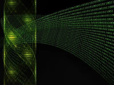 green dna helix and binary sequence