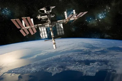 international space station above earth