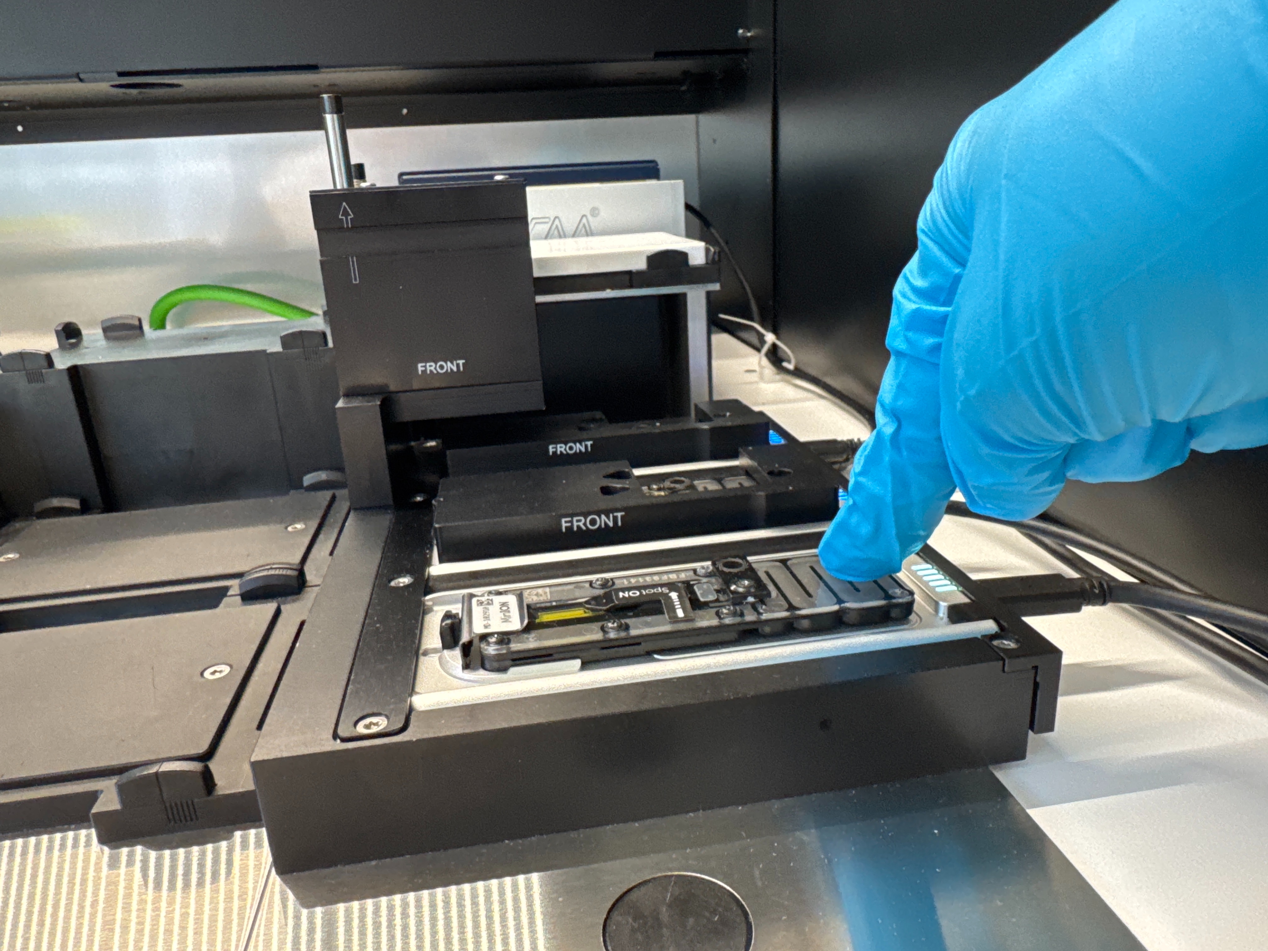 Press down on flow cell