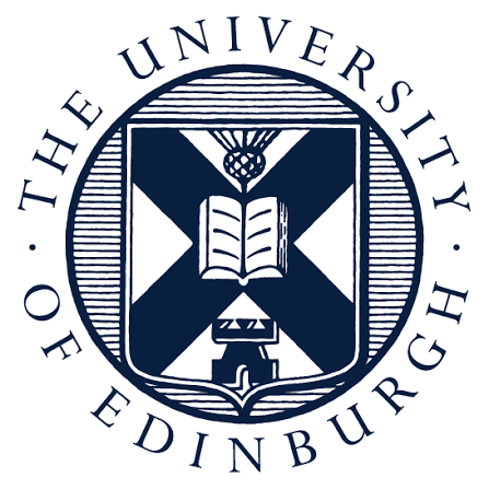 Emblem of the University of Edinburgh featuring a shield with an open book and a castle, surrounded by the university's name.