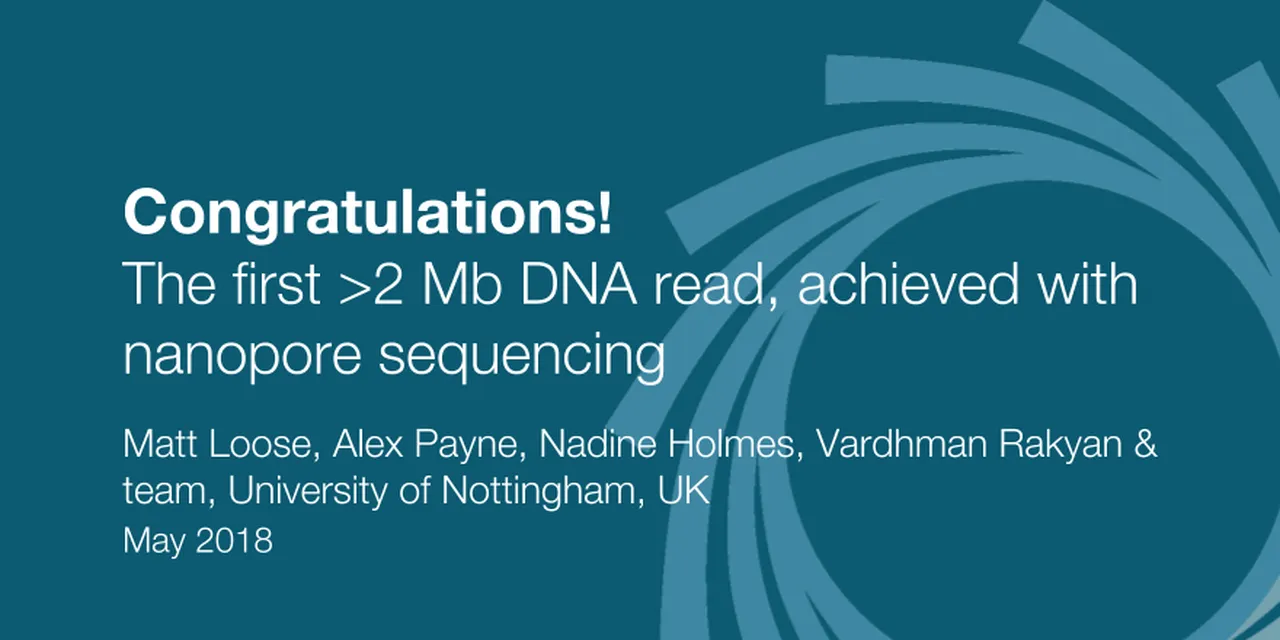 Longer and longer: DNA sequence of more than two million bases now achieved with nanopore sequencing.
