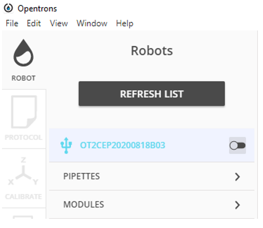 Opentron connect refresh list Opentron connect refresh list
