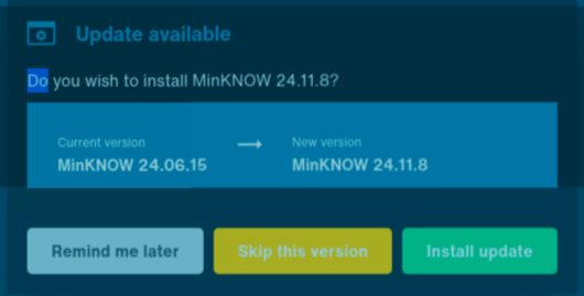 MinKNOW update pop-up MinKNOW update pop-up