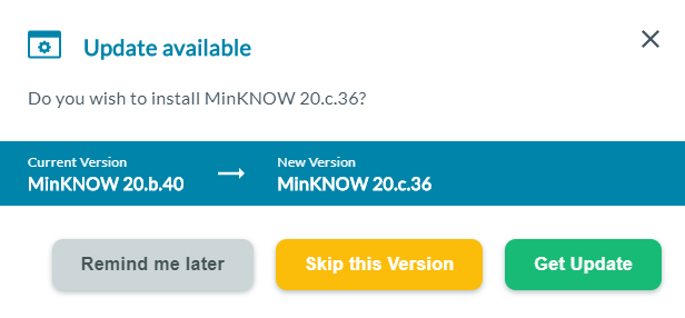 Ejemplo de mensaje de actualizaciones disponibles