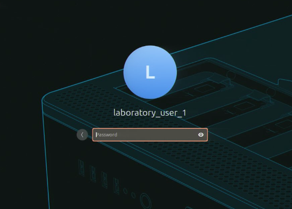 start and log in - enter lab user password