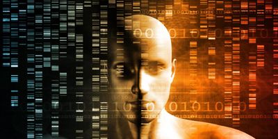 human face behind dna sequencing gel