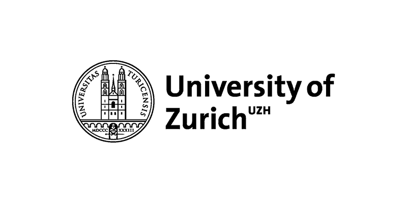 Logo of the University of Zurich featuring the university name in bold and an emblem displaying a building and Latin text.