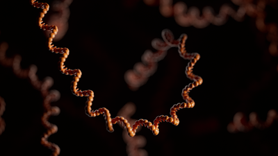 Orange RNA strand on a black background