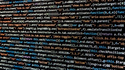 code text on black background